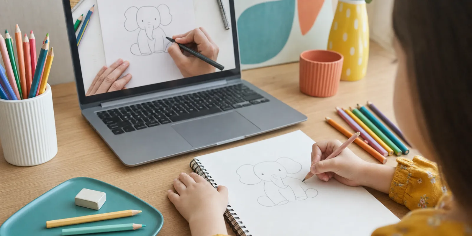 دورة رسم للأطفال أونلاين أم حضوري؟